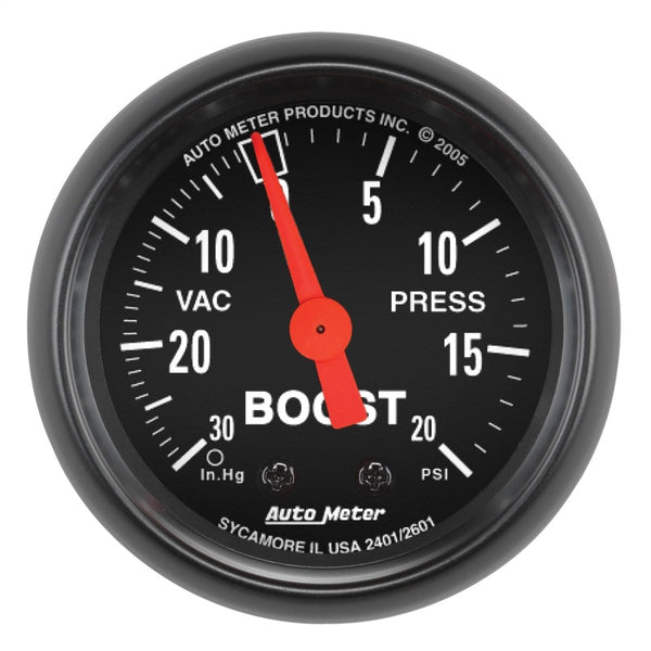 AutoMeter Z Series 52mm Mechanical Boost/Vacuum Gauge 020 PSI