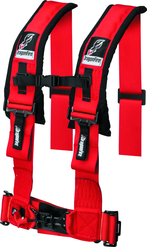 DragonFire Racing 4-Point H-Style Harness with 3in Buckle - Red