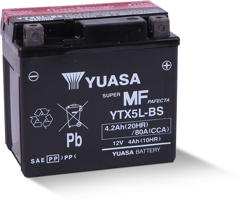 Yuasa YTX5L-BS Maintenance Free AGM 12-Volt Battery w/Bottle