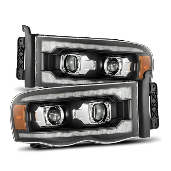 AlphaRex LUXX LED Projector Headlights w/ Sequential Signal - Black - Dodge Ram 1500 2002-2005