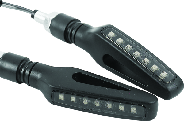 BikeMaster Hollow Sequential Turn Signal  Smoke Lens, 7 Amber LED, 8mm Mount Bolt