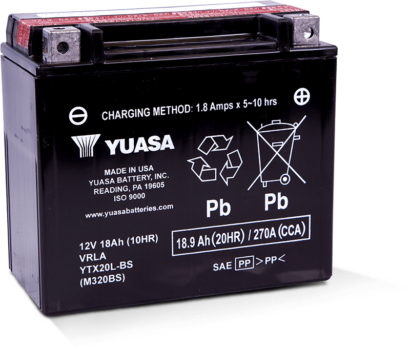 Yuasa YTX20L-BS Maintenance Free AGM 12-Volt Battery w/Bottle