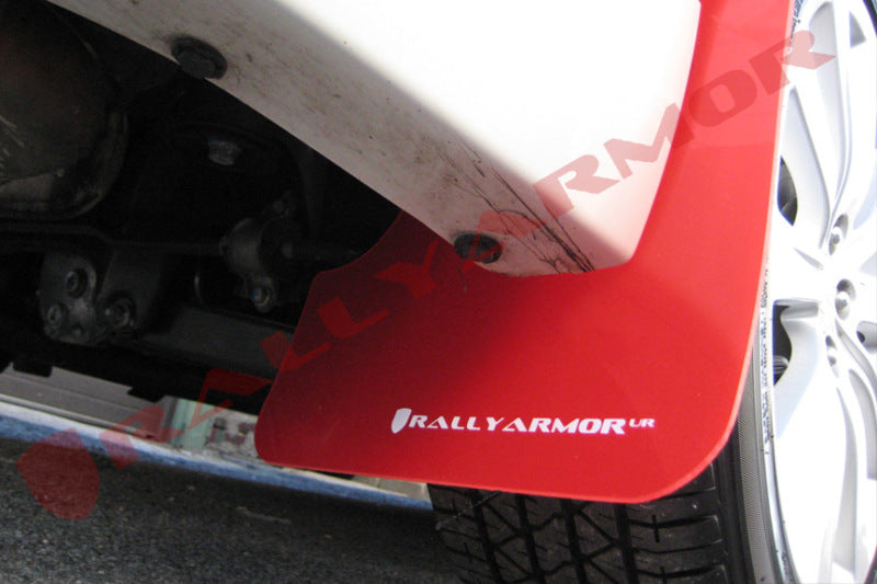 Rally Armor 08-10 Subaru WRX / 08-11 Impreza 2.5i (Hatch/Sedan) Red UR Mud Flap w/White Logo