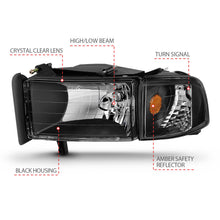 Load image into Gallery viewer, ANZO 1994-2001 Dodge Ram Crystal Headlights Black