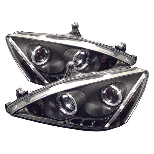 Spyder Honda Accord 03-07 Projector Headlights LED Halo Amber Reflector LED Blk PRO-YD-HA03-AM-BK