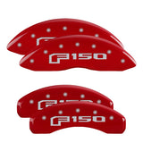 MGP 4 Caliper Covers Engraved Front & Rear F-150 Logo Red Finish Silver Char 2021 Ford F-150