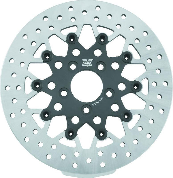 Twin Power 08-Up FLH FLT Rear 11.8in Floating Rotor Mesh Black