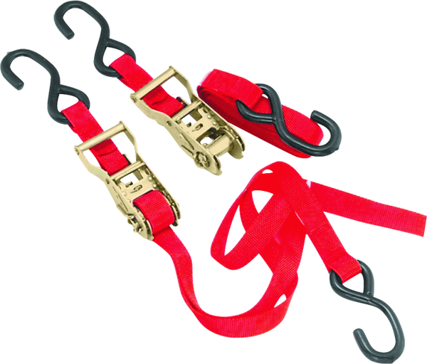 BikeMaster 1in Red Ratchet Tie-Down Strap  Heavy-Duty Cargo Tiedown