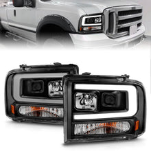 Load image into Gallery viewer, ANZO 99-04 Ford F250/F350/F450/Excursion (excl 99) Projector Headlights - w/ Light Bar Black Housing