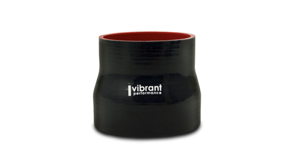 Vibrant 4 Ply Reinforced Silicone Transition Connector - 2in I.D. x 2.25in I.D. x 3in long (BLACK)