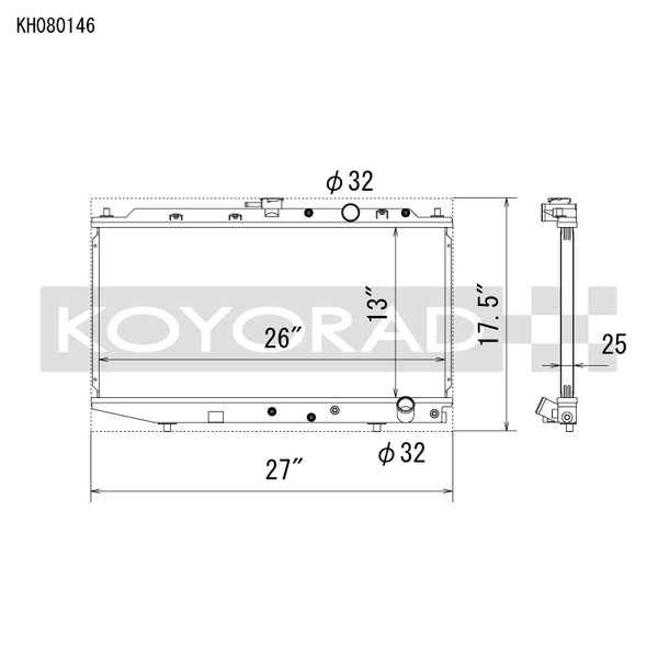 Koyo 88-91 Honda Civic / CRX EF Chassis w/B-Series (Manual Transmission) All-Aluminum Radiator