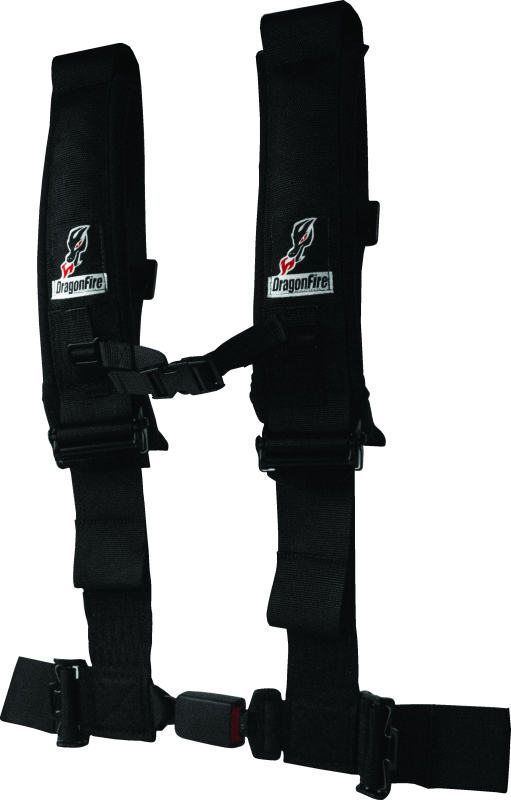 DragonFire Racing H-Style 4-Point Harness with EZ-Adjust 3in Buckle - Black