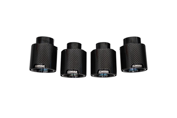 Corsa Carbon Fiber Exhaust Tip Kit for 2020-2025 Chevrolet Corvette C8 RWD - 4.5in Black PVD