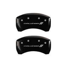 Load image into Gallery viewer, MGP 4 Caliper Covers Engraved Front &amp; Rear With stripes/Challenger Black finish silver ch