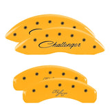 MGP 4 Caliper Covers Engraved Front Cursive/Challenger Engraved Rear RT Yellow finish black ch