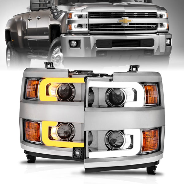 ANZO Chrome Projector Headlights for 20152017 Chevrolet Silverado 2500HD / 3500HD