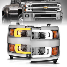 Load image into Gallery viewer, ANZO Projector Headlights 15-17 Chevrolet Silverado 2500HD / 3500HD Chrome w/ Chrome Rim