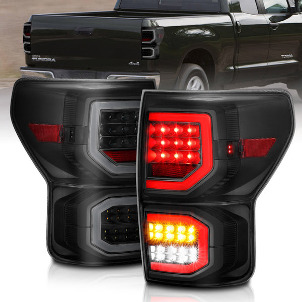 ANZO LED Tail Lights for Toyota Tundra 2007-2013 - Black Smoke Lens, Plank Style
