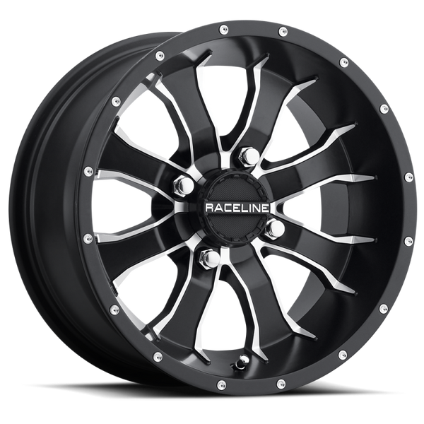 Raceline A77 Mamba 10x5in / 4x156 BP / 18mm Offset / 132.5mm Bore - Black & Machined Wheel