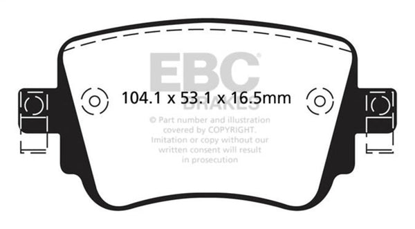 EBC Ultimax2 Rear Brake Pads for 2015-2021 Volkswagen GTi 2.0 Turbo