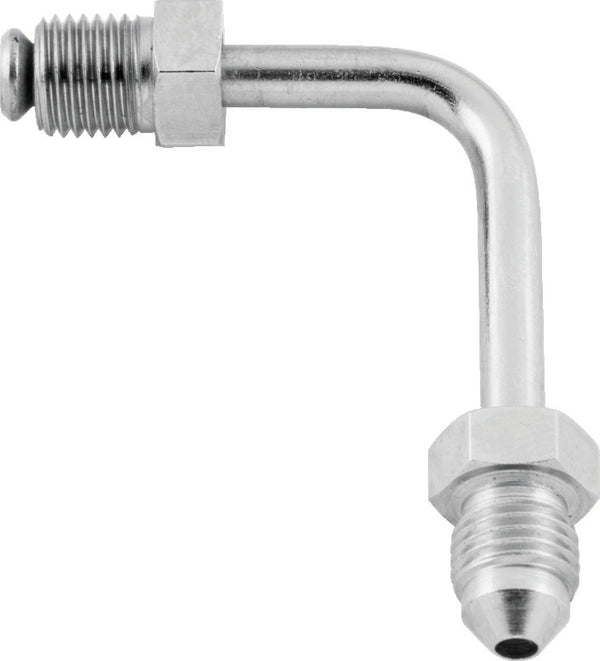 Twin Power Stainless Brake Fitting Male 3/8-24 Inverted Flare to AN-3 Male 90 Adaptor Tube Short