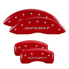 Load image into Gallery viewer, MGP 4 Caliper Covers Engraved front &amp; Rear 2015/Sport Red finish silver ch