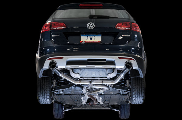 AWE Tuning Track Edition Catback Exhaust for VW MK7 Golf Alltrack/SportWagen 4Motion - 102mm Polished Silver Tips