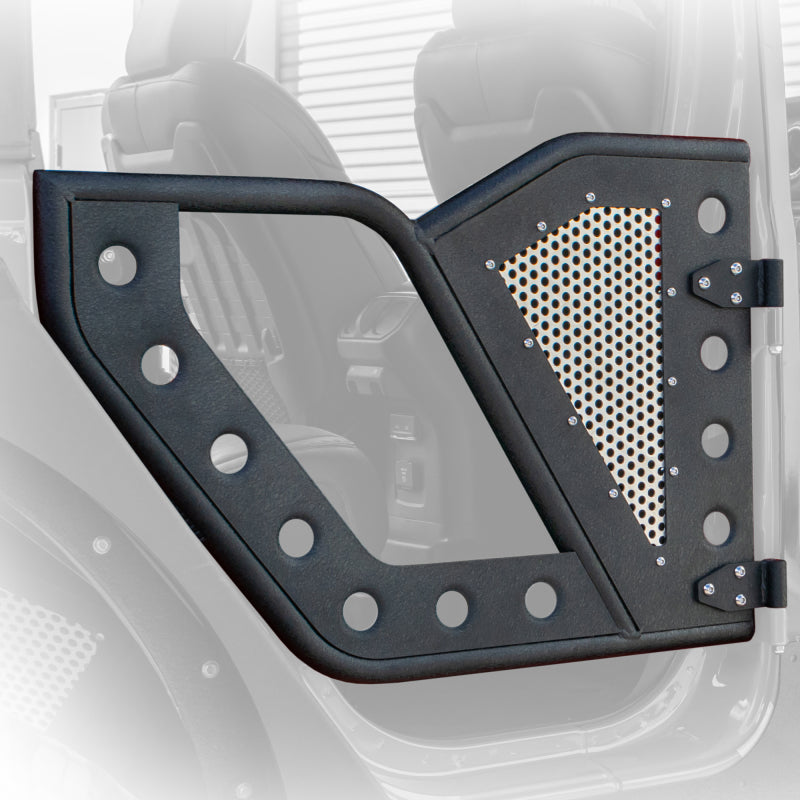 DV8 Offroad Jeep 18+ Wrangler JL / 20+ Gladiator JT Rear Rock Doors w/ Perforated Aluminum Mesh