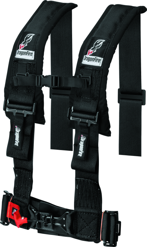 DragonFire Racing H-Style 4-Point Harness  3in Buckle  Black