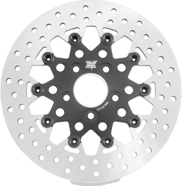 Twin Power 84-17 Big Twin Exc 08-17 FLH FLT Rear 11.5 Floating Rotor Black Mesh