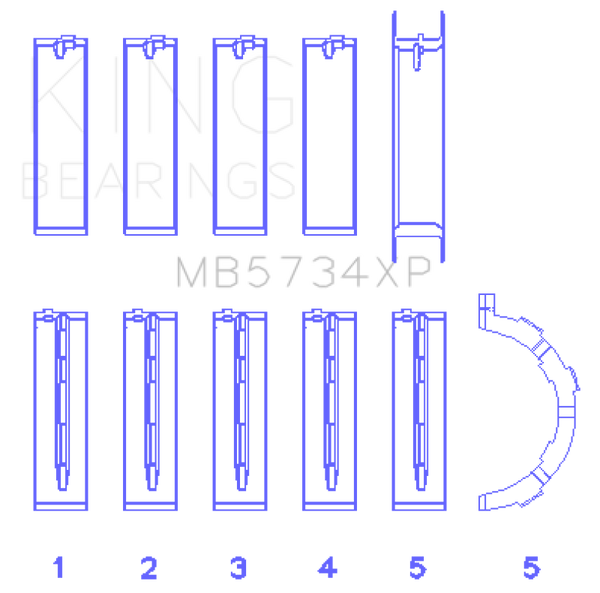 King Engine Bearings Ford Mustang 302 Coyote Performance Main Bearing Set - Size +.026mm