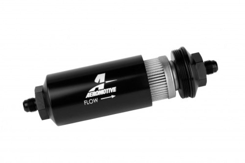 Aeromotive In-Line Filter - (AN-6 Male) 40 Micron Stainless Mesh Element Bright Dip Black Finish