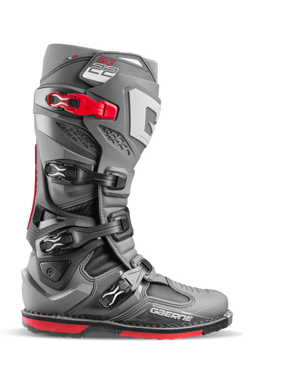 Gaerne SG22 Motorcycle Boots - Anthracite/Black/Red, Size 10