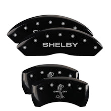 Load image into Gallery viewer, MGP 4 Caliper Covers Engraved Front Shelby Engraved Rear Tiffany Snake Black finish silver ch