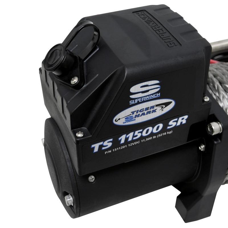 Superwinch 11500 LBS 12V DC 3/8in x 80ft Synthetic Rope Tiger Shark 11500 Winch