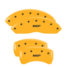 Load image into Gallery viewer, MGP 4 Caliper Covers Engraved Front &amp; Rear MGP Yellow Finish Black Char 2008 Volkswagen R32