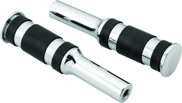 Bikers Choice Chrome Billet Three-Band Replacement Footpegs for Forward Controls