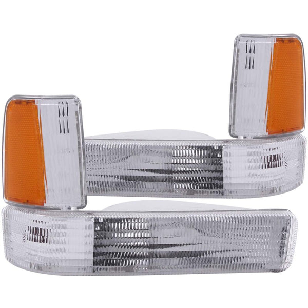 ANZO Euro Parking Lights (Corner) Chrome Housing w/ Amber Reflector for 1991-1996 Dodge Dakota