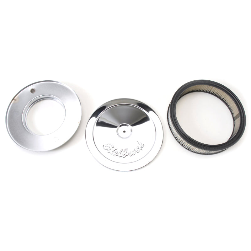 Edelbrock Air Cleaner Pro-Flo Series Round Steel Top Paper Element 10In Dia X 3 5In Chrome