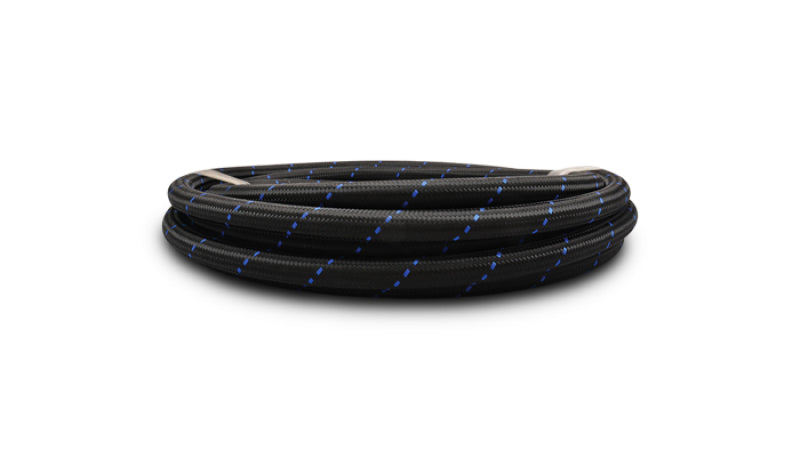 Vibrant -4 AN Two-Tone Black/Blue Nylon Braided Flex Hose (10 foot roll)