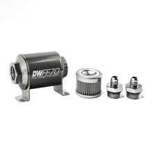 Load image into Gallery viewer, DeatschWerks Stainless Steel 6AN 100 Micron Universal Inline Fuel Filter Housing Kit (70mm)