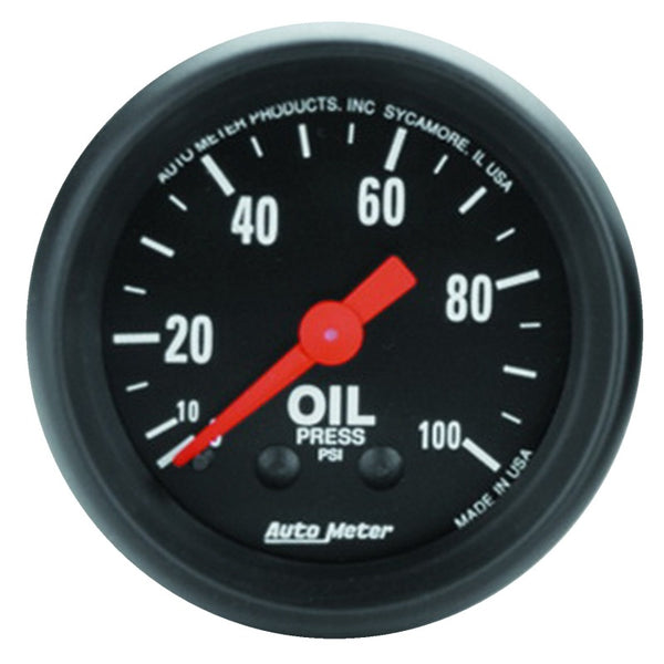 AutoMeter Z Series 52mm Mechanical Oil Pressure Gauge 0100 PSI (1/8" NPT)