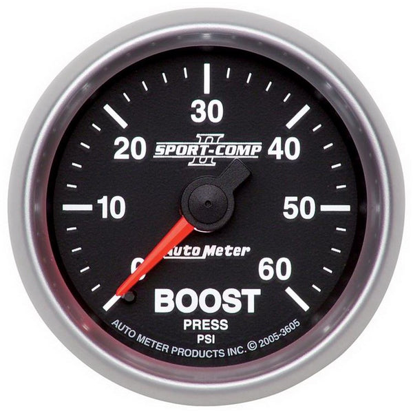 AutoMeter Sport-Comp II 52mm Mechanical Boost Gauge 060 PSI