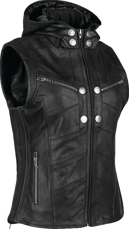 Speed and Strength Hells Belles Leather Vest Black Womens - Large