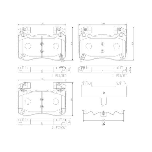 Brembo 19-22 Genesis G70/18-22 Kia Stinger Front NAO Brake Pad