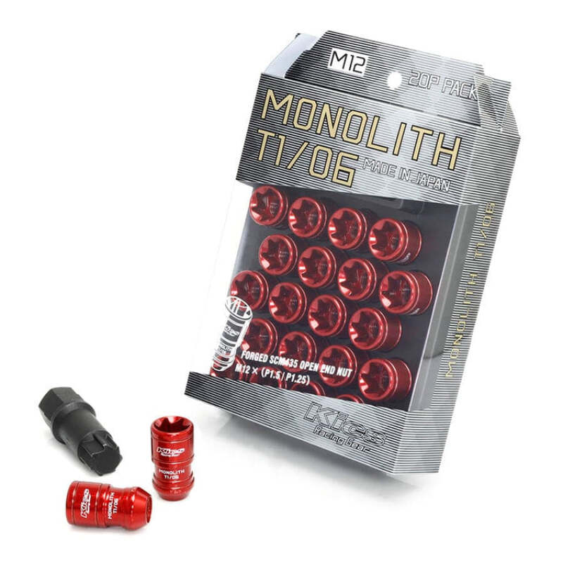 Project Kics 14x1.50 Monolith T1/07 Lug Nut Set - Red (20 Pcs)