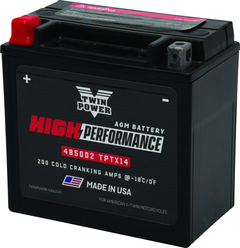 Twin Power YTX14  High Performance Battery Replaces H-D 65948-00 Made in USA 200 CCA