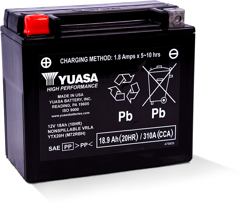 Yuasa YTX20H Maintenance Free AGM 12-Volt Battery