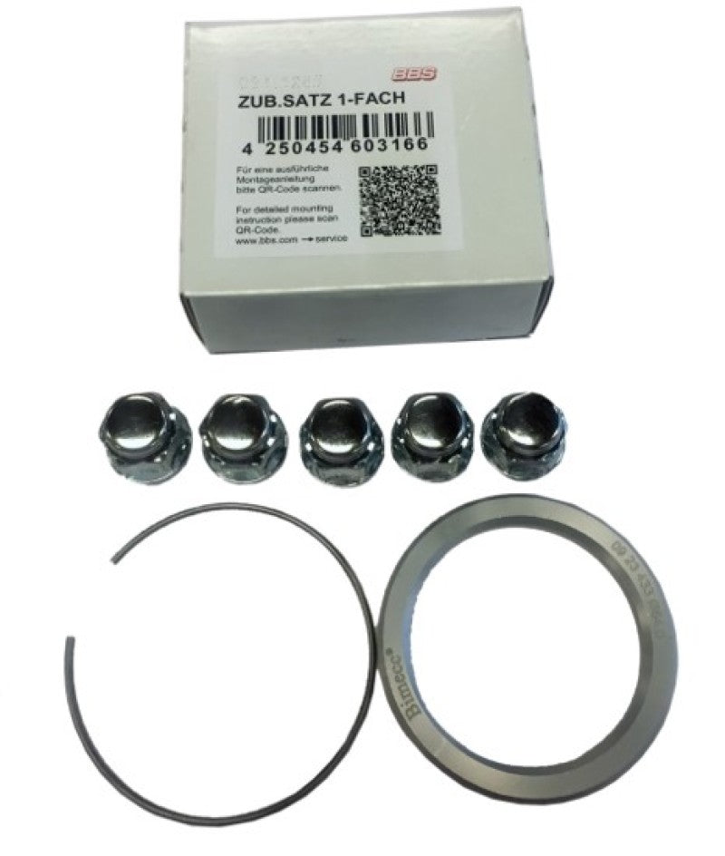 BBS PFS KIT - Honda / Acura 5x120 - Includes 82mm OD - 64mm ID Ring / 82mm Clip / Lug Nuts