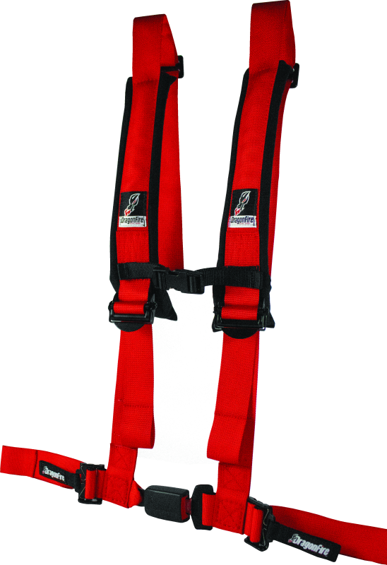 DragonFire Racing H-Style 4-Point EZ-Adjust Seat Harness - Red